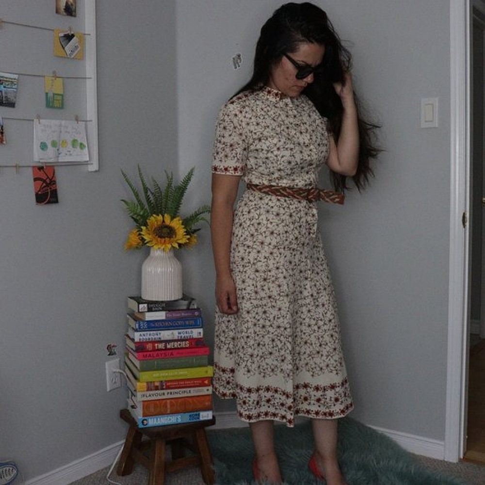 70s Vintage Stealth Dress Prairie Dress - Size 38